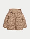 Animal Print Padded Hooded Lightweight Coat (0-3 Yrs)