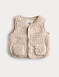 Veste sans manches imitation peau de mouton à boutons-pression (jusqu’au 3 ans)