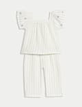 Pure Cotton Striped Floral Outfit (0-6 Yrs)