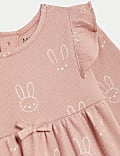 Puur katoenen jurk met konijnenprint (0-3 jaar)