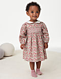 Pure Cotton Print Smock Dress (0-3 Yrs)