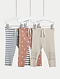3er-Pack Leggings mit hohem Baumwollanteil, sortiert (0–3 J.)