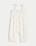 Pure Cotton Floral Romper with Bow Straps (0 Mths-3 Yrs)