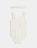 2pc Ditsy Floral Swimsuit & Headband (0-3 Yrs)