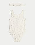 2pc Ditsy Floral Swimsuit & Headband (0-3 Yrs)