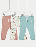 3pk Cotton Rich Ribbed & Deer Leggings (0-3 Yrs)