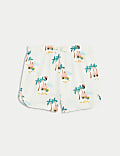 3pk Pure Cotton Palm Tree Broderie Shorts (0-3 Yrs)