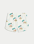 3pk Pure Cotton Palm Tree Broderie Shorts (0-3 Yrs)