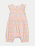Romper Katun Murni Motif Bunga Kecil (0-3 Thn)