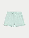 2pk Pure Cotton Spotted Frill Shorts (0-3 Yrs)