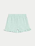 2pk Pure Cotton Spotted Frill Shorts (0-3 Yrs)