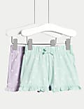 2pk Pure Cotton Spotted Frill Shorts (0-3 Yrs)