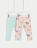 2pk Cotton Rich Fruit Print Leggings (0-3 Yrs)