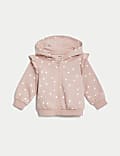 Sweat en coton à capuche et motif pois (jusqu’au 3&nbsp;ans)