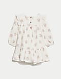 Pure Cotton Floral Dress with Tights (0-3 Yrs)