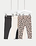 3er-Pack Leggings mit hohem Baumwollanteil und Tiermotiv (0–3&nbsp;J.)