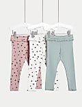 3pk Cotton Rich Heart & Plain Leggings (0-3 Yrs)