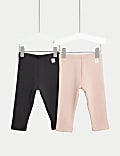 2pk Cotton Blend Fleece Lined Leggings (0-3 Yrs)