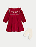 2pc Cotton Rich Bird Dress with Tights (0-3 Yrs)