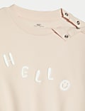 2pc Cotton Rich Hello Top & Bottom Outfit (0-3 Yrs)