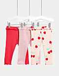 Lot de 3&nbsp;leggings en coton à motif cerise (jusqu’au 3&nbsp;ans)