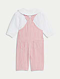 2pc Pure Cotton Striped Dungarees Outfit (0-3 Yrs)