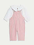 2pc Pure Cotton Striped Dungarees Outfit (0-3 Yrs)