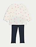 2pc Cotton Rich Heart Embroidered Outfit (0-3 Yrs)