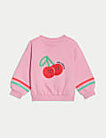 Sudadera de algodón con bordado de cerezas (0-6 años)