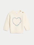 Cotton Rich Floral Heart Jumper (0-3 Yrs)