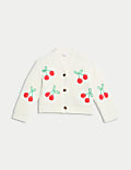 Pure Cotton Knitted Cherry Cardigan (0-6 Yrs)