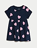 Cotton Rich Heart Print Dress (0-3 Yrs)