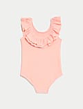 Maillot de bain à motif flamant rose et encolure volantée (jusqu’au 3&nbsp;ans)