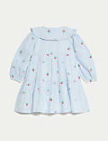 Pure Cotton Striped Cherry Embroidery Dress (0-6 Yrs)