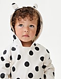 Ensemble 2&nbsp;pièces en coton à capuche et motif pois (jusqu’au 3&nbsp;ans)