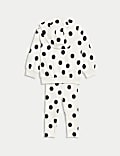 Ensemble 2&nbsp;pièces en coton à capuche et motif pois (jusqu’au 3&nbsp;ans)