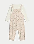 2pc Cotton Rich Jersey Ditsy Dungarees Outfit (0-3 Yrs)