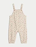 2pc Cotton Rich Jersey Ditsy Dungarees Outfit (0-3 Yrs)