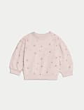 Ensemble 2&nbsp;pièces en coton avec sweat à motif fleuri (jusqu’au 3&nbsp;ans)