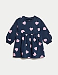 Cotton Rich Heart Print Sweatshirt Dress (0-3 Yrs)