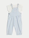2pc Pure Cotton Striped Dungarees (0-3 Yrs)