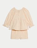 2pc Pure Cotton Floral Top & Shorts Outfit (0-3 Yrs)
