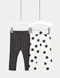 2pk Cotton Rich Spot Leggings (0-36 Mths)