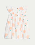 Seersucker-Kleid aus reiner Baumwolle mit Pfirsichmuster (0–3&nbsp;Jahre)