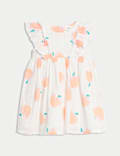 Seersucker-Kleid aus reiner Baumwolle mit Pfirsichmuster (0–3&nbsp;Jahre)
