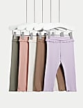 Set van 5 katoenrijke leggings met ruches (0-3 jaar)