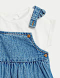 2pc Pure Cotton Denim Pinafore Outfit (0-3 Yrs)