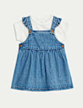2pc Pure Cotton Denim Pinafore Outfit (0-3 Yrs)