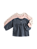 3pk Pure Cotton Ditsy and Plain Tops (0-3 Yrs)