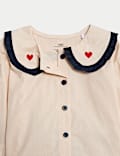 תלבושת 2 חלקים מכותנה טהורה עם דוגמת לבבות (0 חודשים - 6 שנים)
